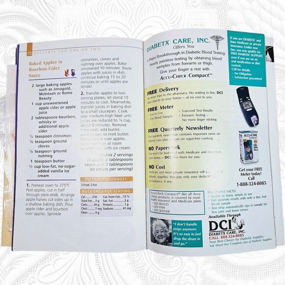 Vintage Cook Booklet 2003 Diabetic Cooking Quick & Easy for 1 or 2 People Diet - Picture 10 of 12